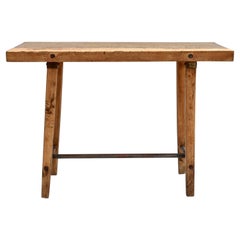 Antique Oak Pig Bench Butcher's Block Table