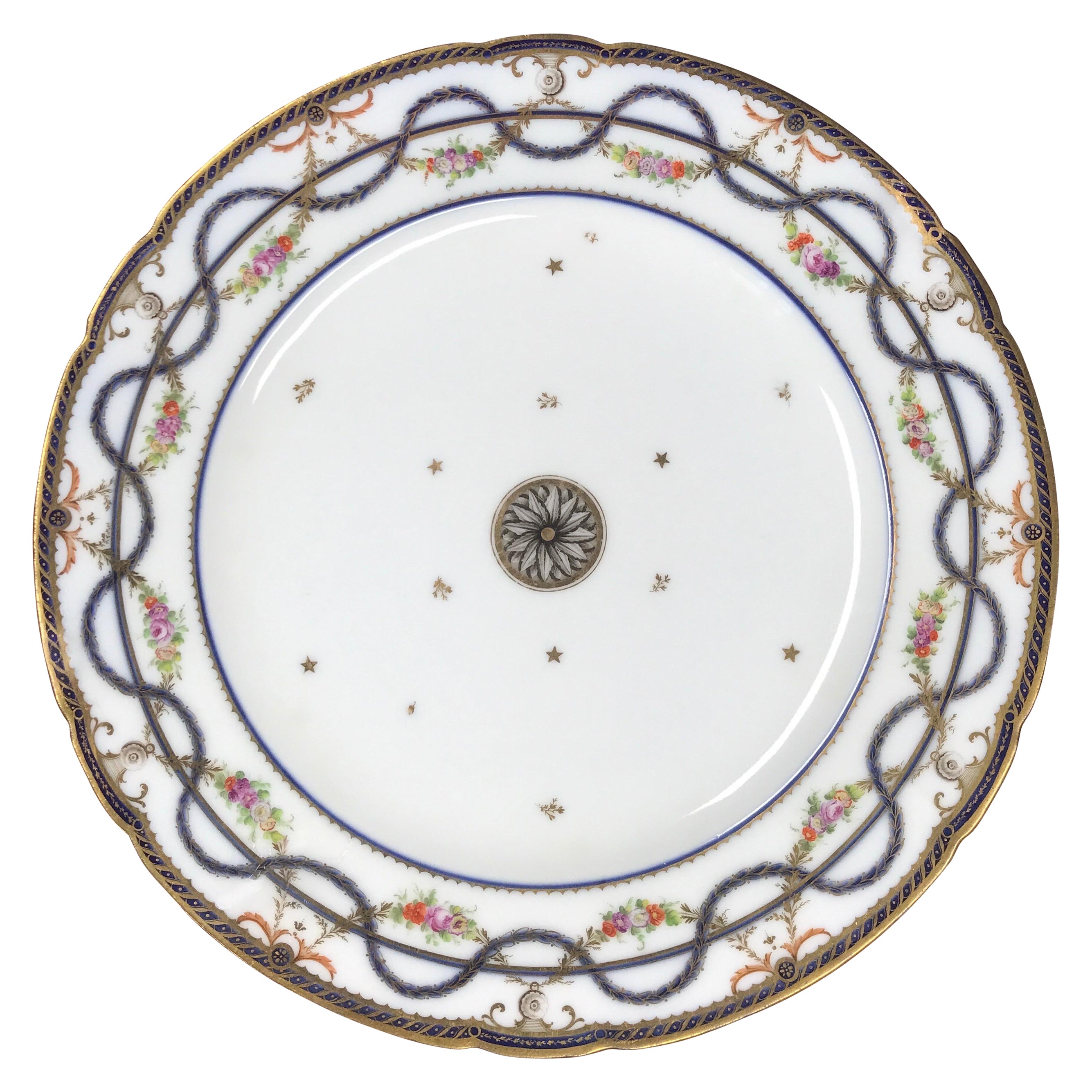 Paris Porcelain Neo-Classical Plate, Duc d'Angoulême, Dihl Et Guerhard, C.1785