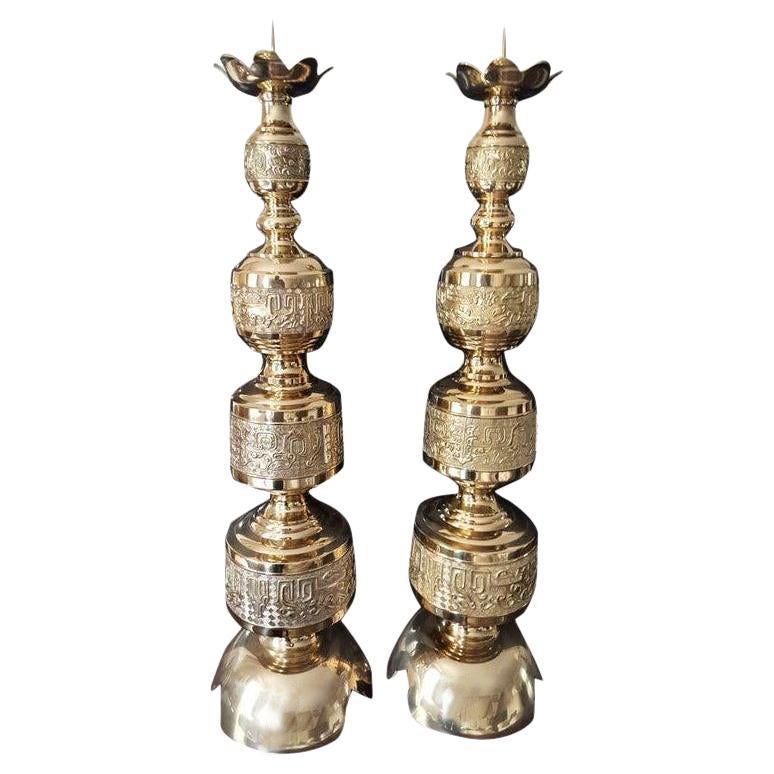 Large Brutalist Floor Candle Stand, 1970s at 1stDibs