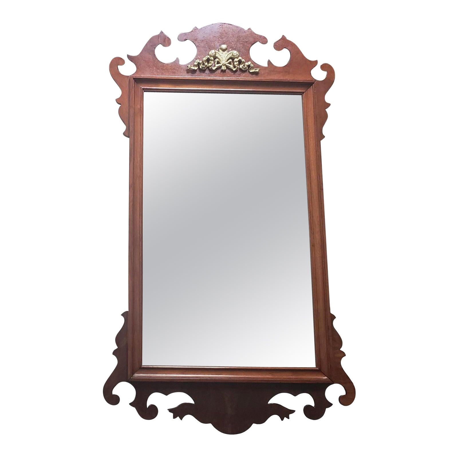 Antique 1900s Solid Mahogany Chippendale Mirror For Sale