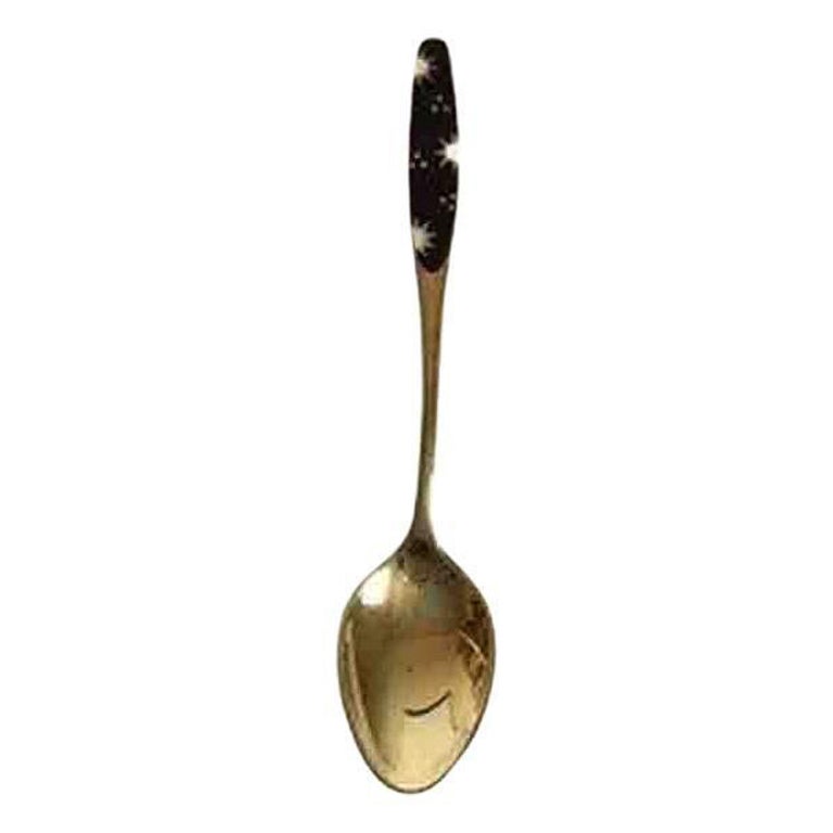 Gilded Sugar Spoon in Silver and Enamel from Frigast For Sale