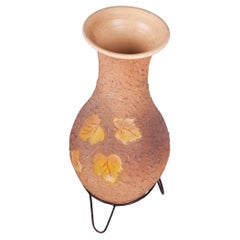 Ceramic Vase with Base Made in Czechia, Original Condition, Mid Century