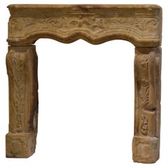 Antique French Sandstone Régence Fireplace Mantel