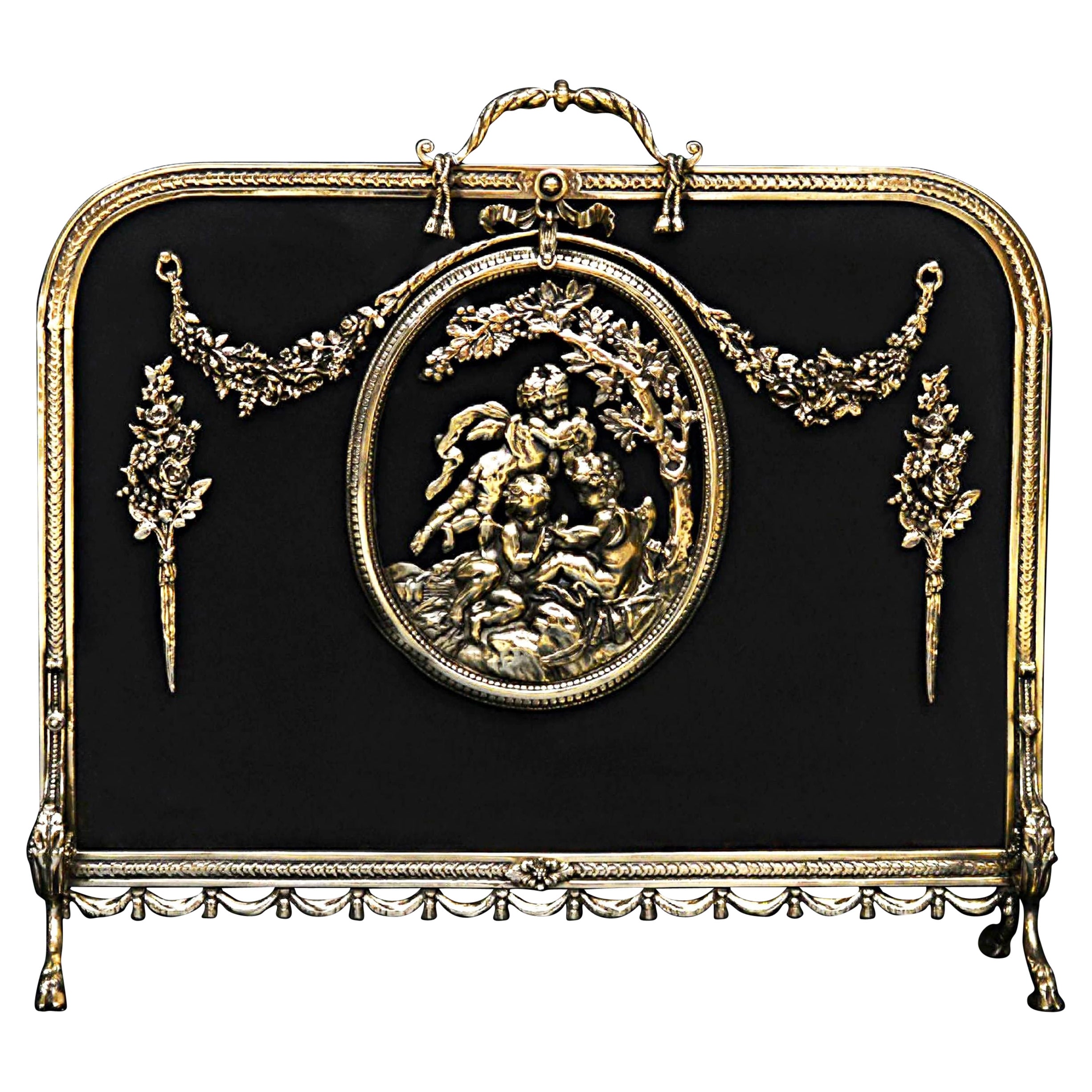 Ornate French Rococo Brass Firescreen