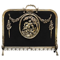 Ornate French Rococo Brass Firescreen