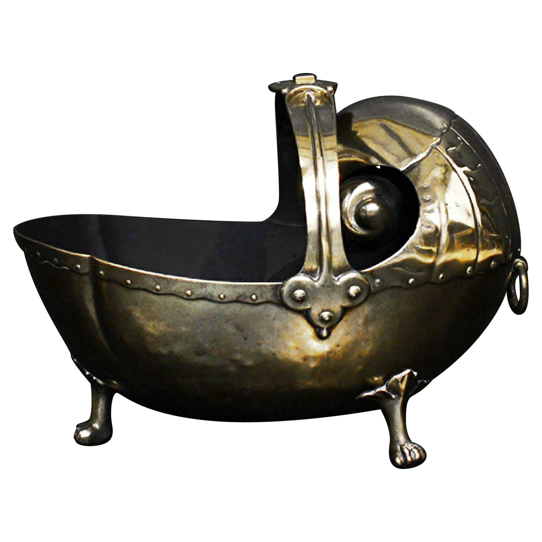 19th Century Brass Coal Bucket For Sale