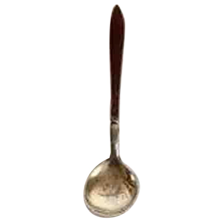 David Andersen, Norway, Gilded Salt Spoon with Red Enamel For Sale