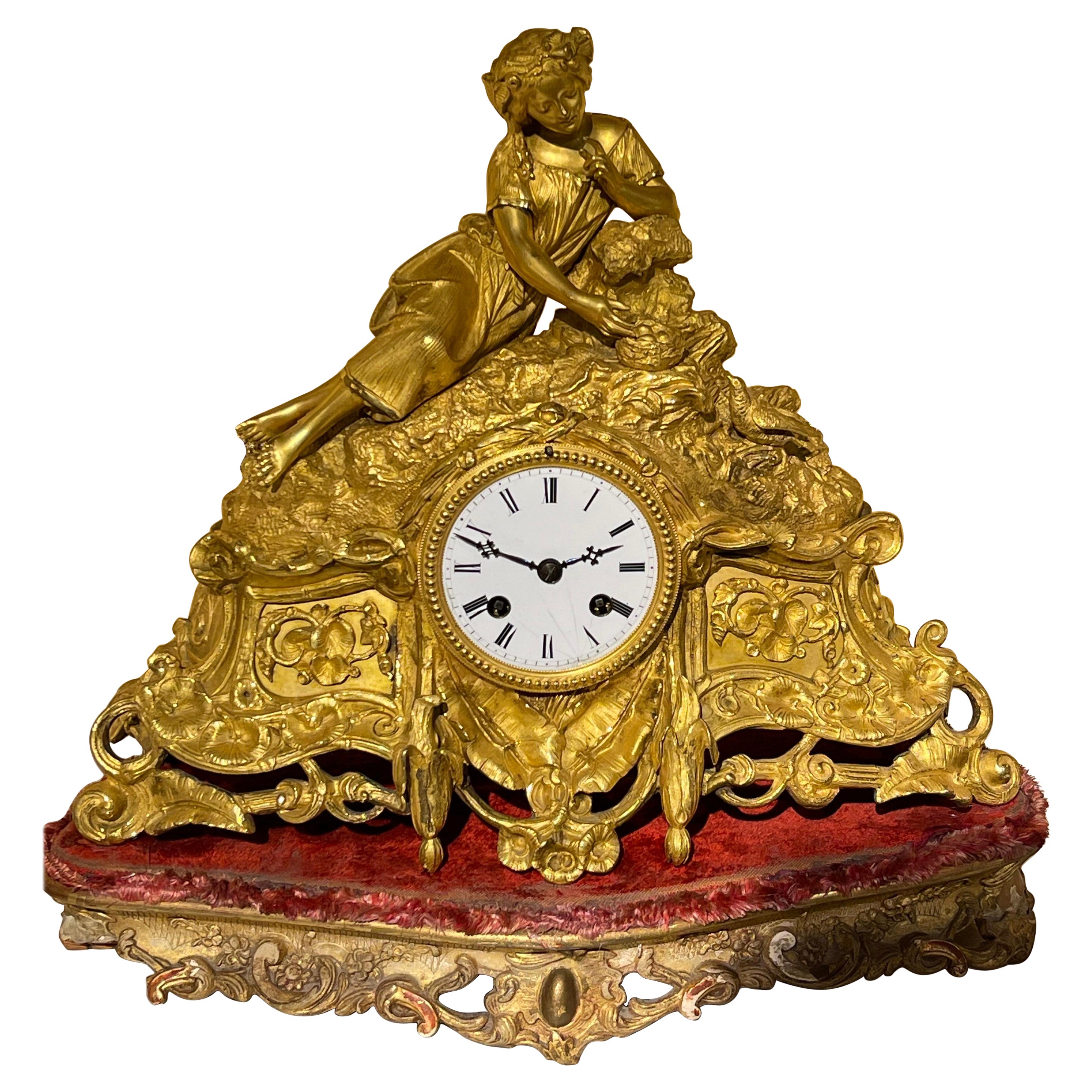 French Mantel Clock / Pendulum Clock, Fire-Gilt, Around 1870-1880