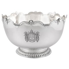 Antique Edwardian Sterling Silver Presentation Bowl, Monteith Style
