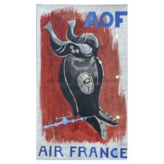 Vintage Poster Project for Air France, Watercolor on Paper by Paul Colin, France, 1950's