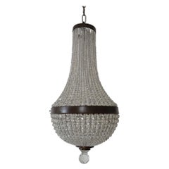 1900, French Big Crystal Beaded Empire Dome Chandelier