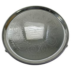 Plateau à boissons victorien en métal argenté Salver / Plateau d'Elkington & Co, 1877