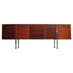 Roger Sprunger for Dunbar Rosewood and Chrome Credenza