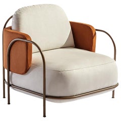 21st Century Carpanese Home Italia Armchair with Metal Structure Modern, Gaston