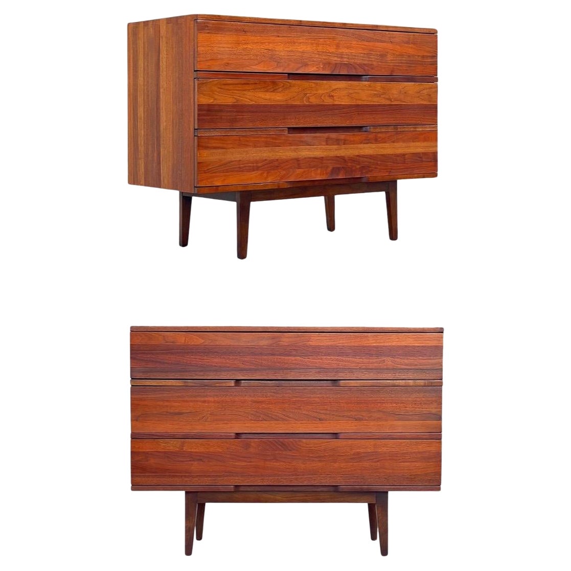 Pair of Mel Smilow for Smilow-Thielle Midcentury Bachelors Chests in Walnut