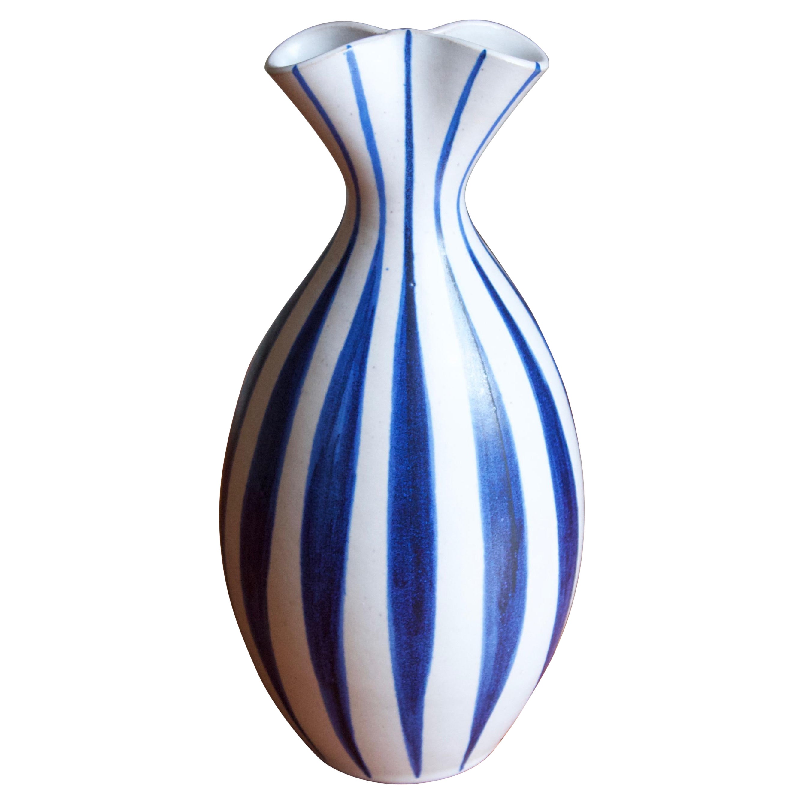 Mette Doller, Vase, Hand Painted Stoneware, Andersson & Johansson Höganäs, 1960s
