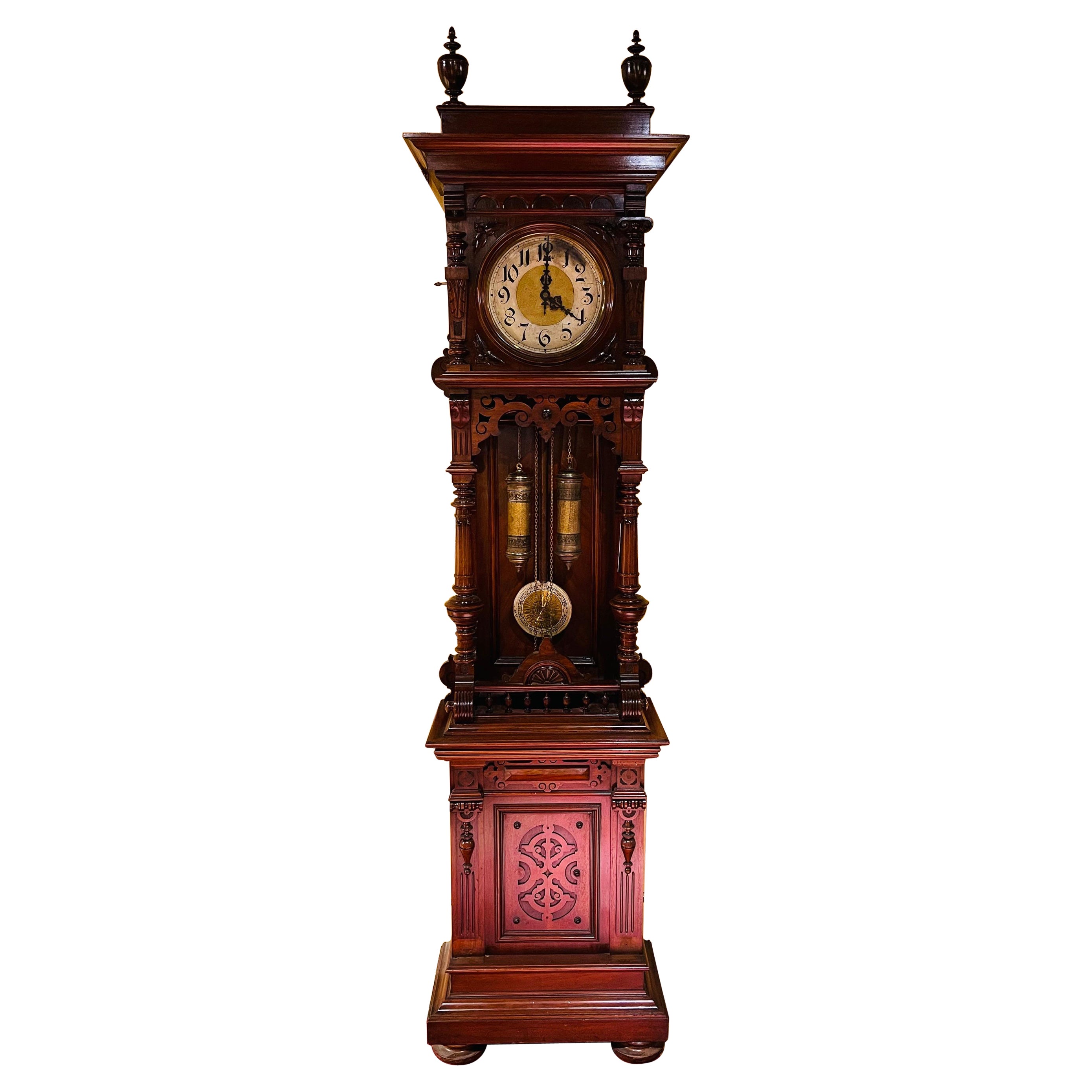 Unique Antique Wilhelminian Style Grandfather Clock, Walnut, 19th Century