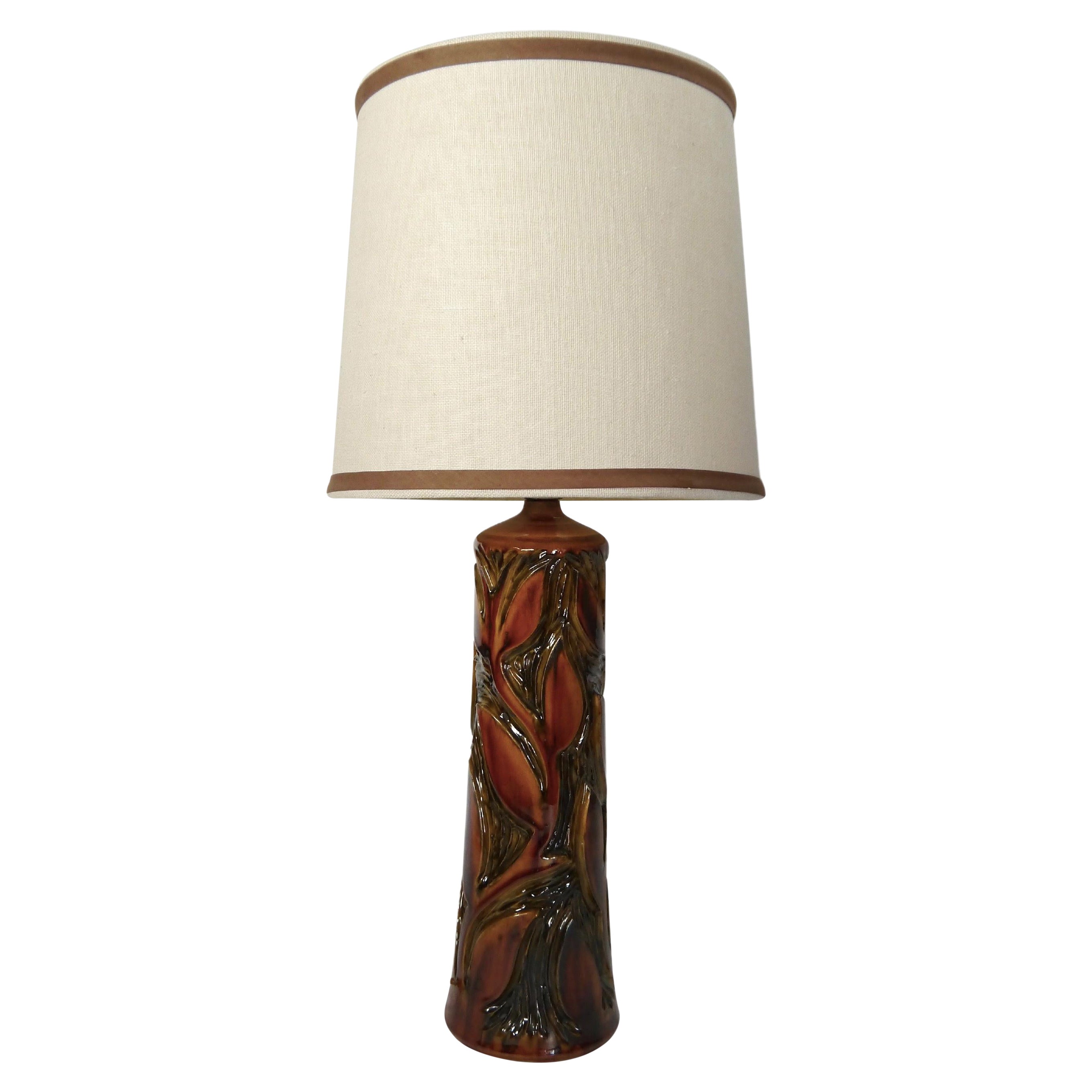 Tall Ceramic Table Lamp, by Rolf Tiemroth, Norway, 1970s For Sale