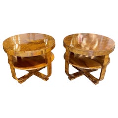 Pair of Italian Art Deco Walnut Side Tables