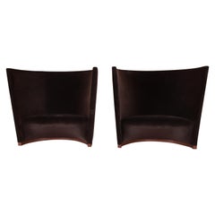 Christophe Pillet for Holly Hunt Elegant Modern Mohair Barrel Back Lounge Chairs
