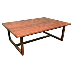 Peter Sandback Low Table in Walnut with Inlaid Aluminum Nail Design