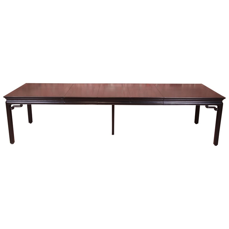 Michael Taylor for Baker Far East Black Lacquered Dining Table, Newly Refinished For Sale
