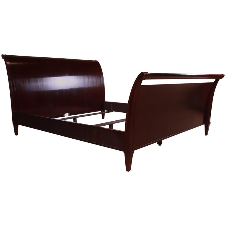 Barbara Barry for Baker Furniture Modern Dark Mahogany King Size Sleigh