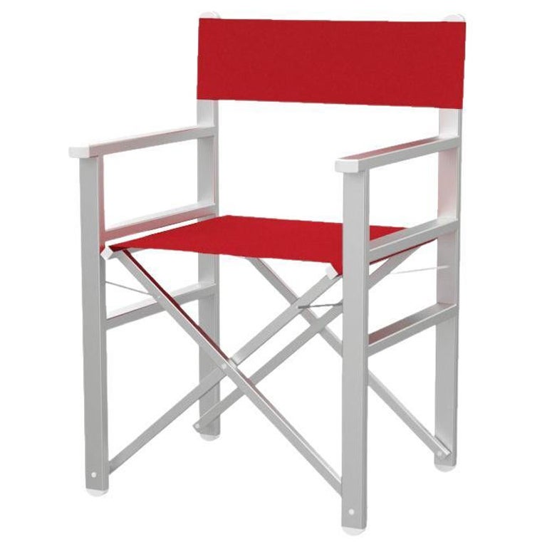 In Stock in Los Angeles, Calipso Red/White Outdoor Director's Chair For Sale