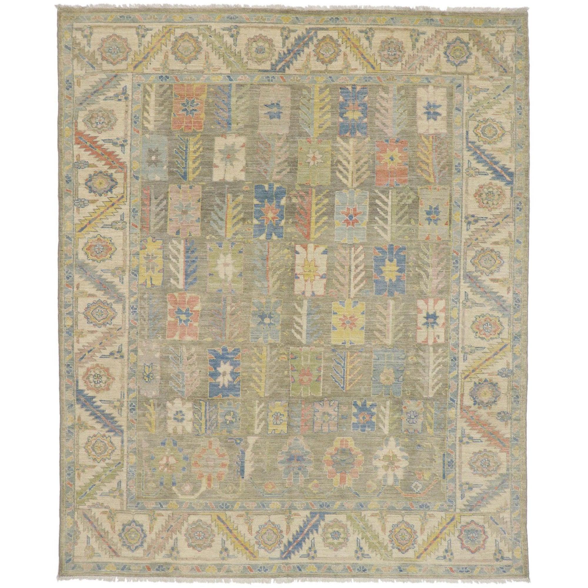 Nouveau tapis contemporain de style Oushak 