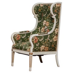 Half 19th Century White Gustavian Swedish Model Lounge Chair by Petersen Denmark