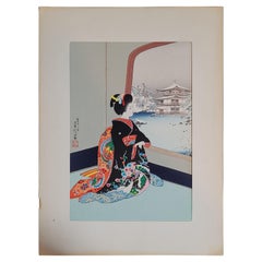 Antique Japanese Woodblock Print by Sadanobu Hasegawa III
