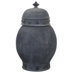 Vintage Mid Century Italian Alvino Bagni Raymor R736 Black Ceramic Mantel Urn Italy