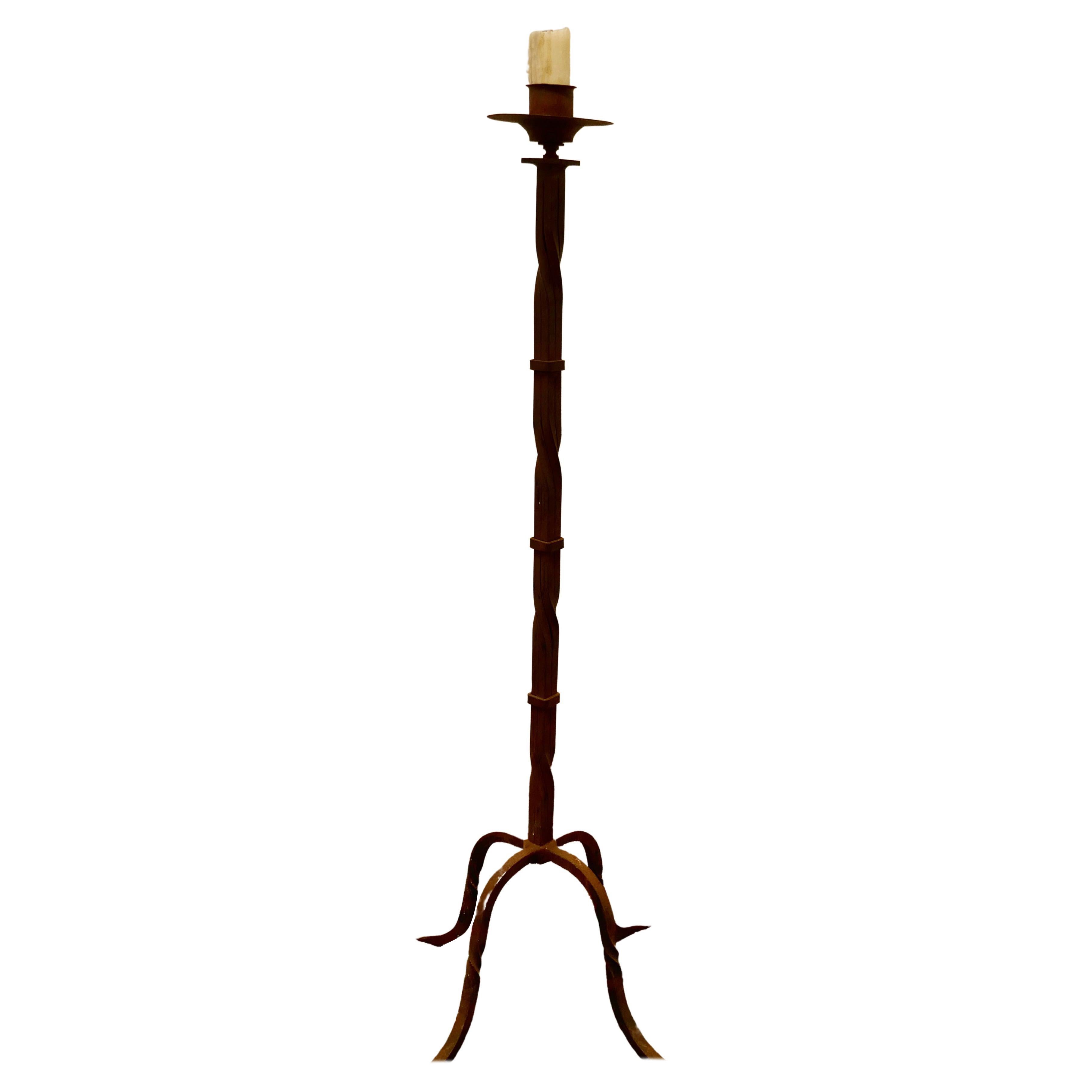 Blacksmith Made Gothic Wrought Iron Floor Lamp For Sale