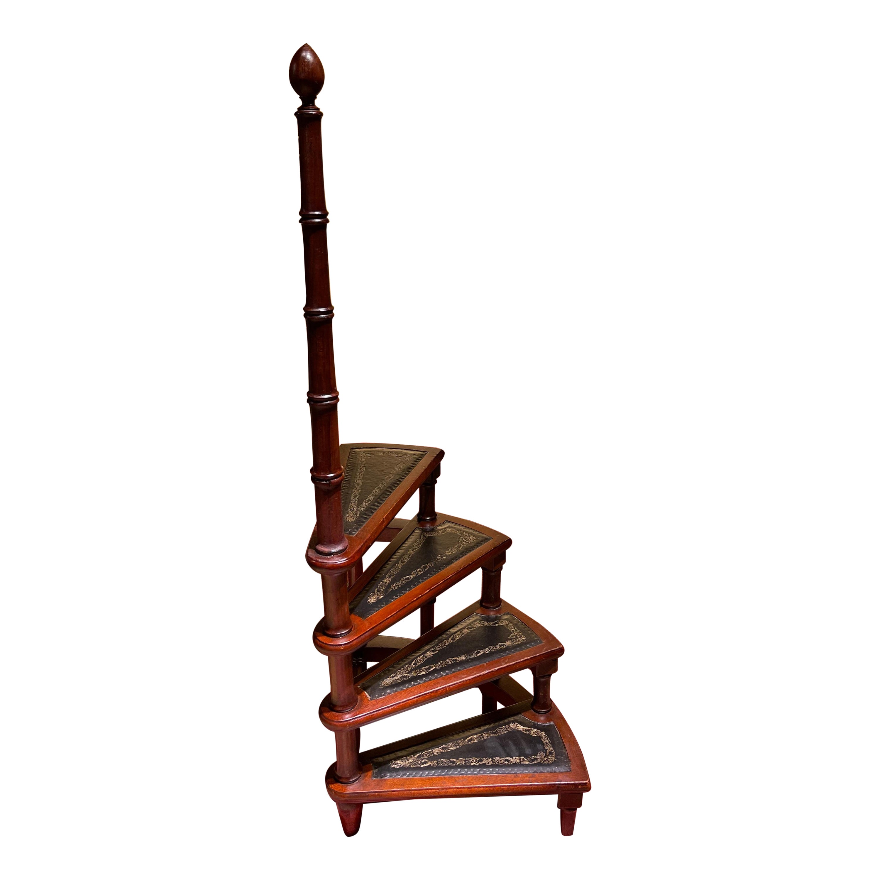 20th Century English Leather Library Step or Stairs / Stepladder, Victorian