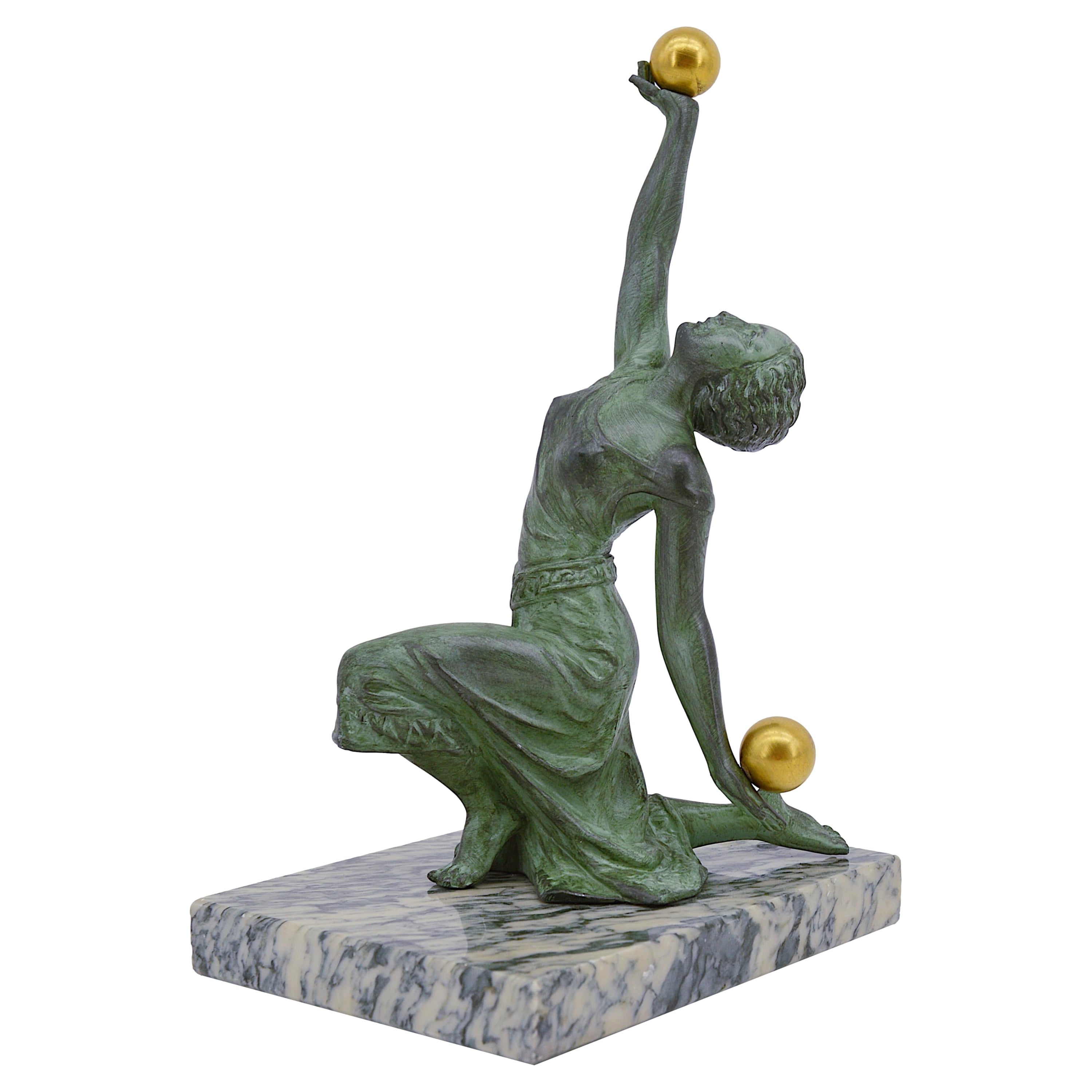 French Art Deco Dancer with Balls Sculpture, Ca.1925