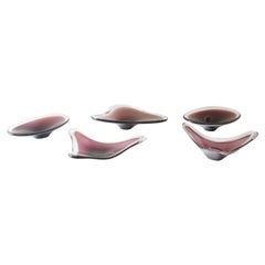 Set of 5 Purple Glass Bowls or Vide-Poche, 1960s