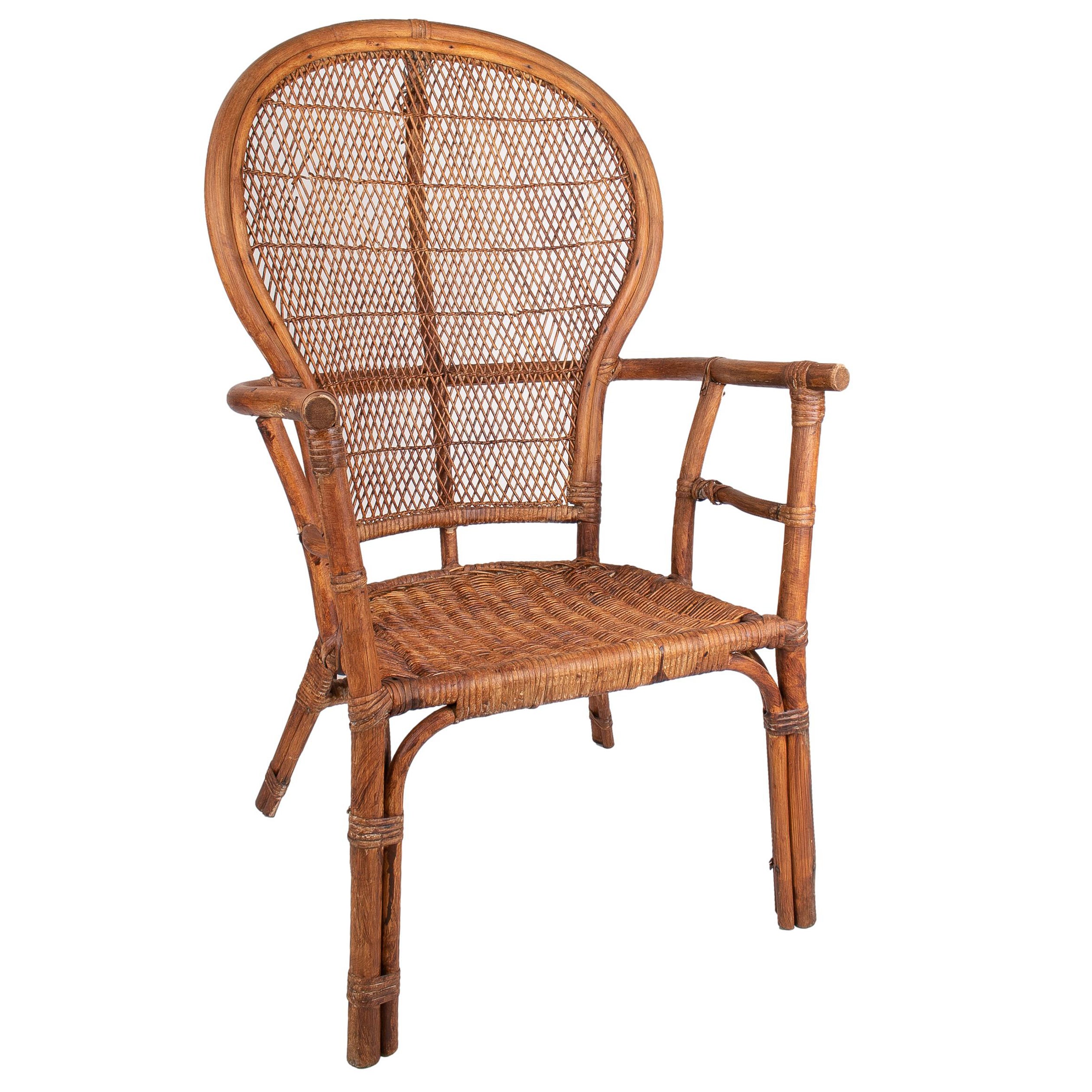 Fauteuil en bambou espagnol des années 1950