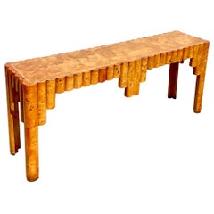 Postmodern Italian Burl Wood Console Table