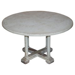Vintage Antique French Painted Round Dining Table Seats 4-6 People Pillard Base