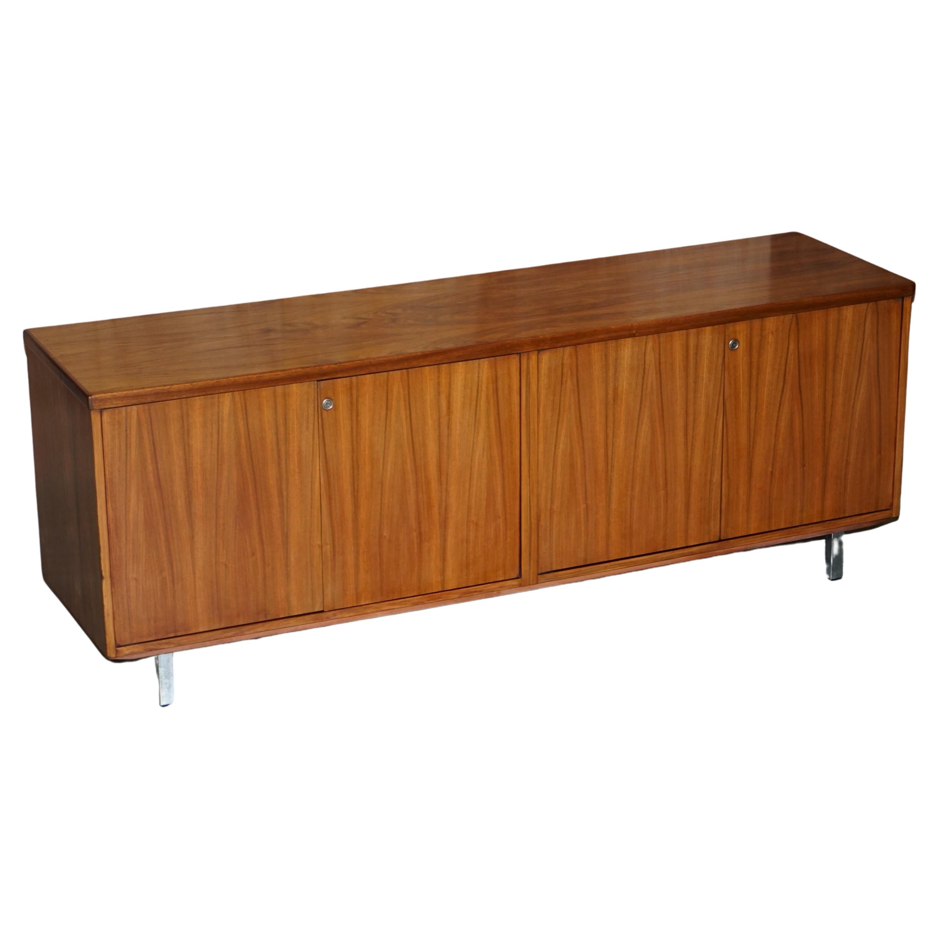 Stunning Restored Mid Century Modern Period Hardwood Sideboard with Chrome Legs For Sale