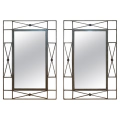 Vintage Cool Pair of Iron Contemporary Industrial Wall Mirrors