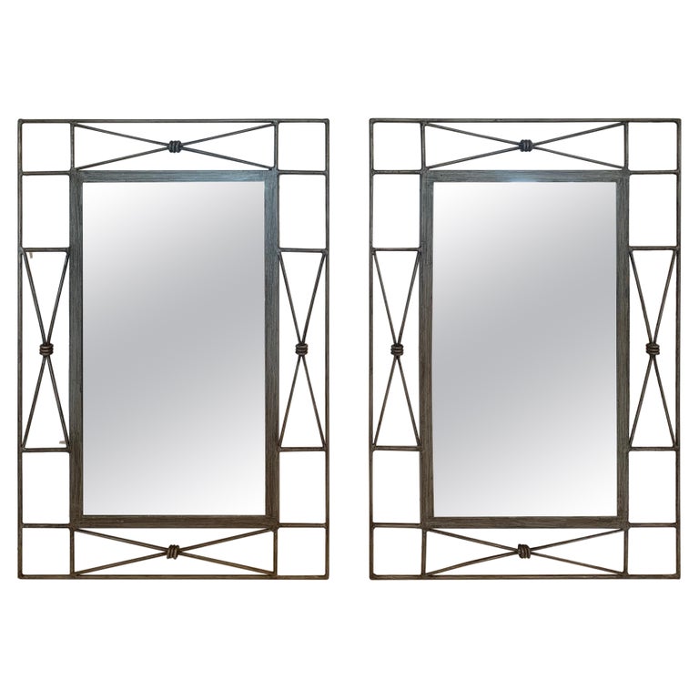 Cool Pair of Iron Contemporary Industrial Wall Mirrors For Sale at 1stDibs
