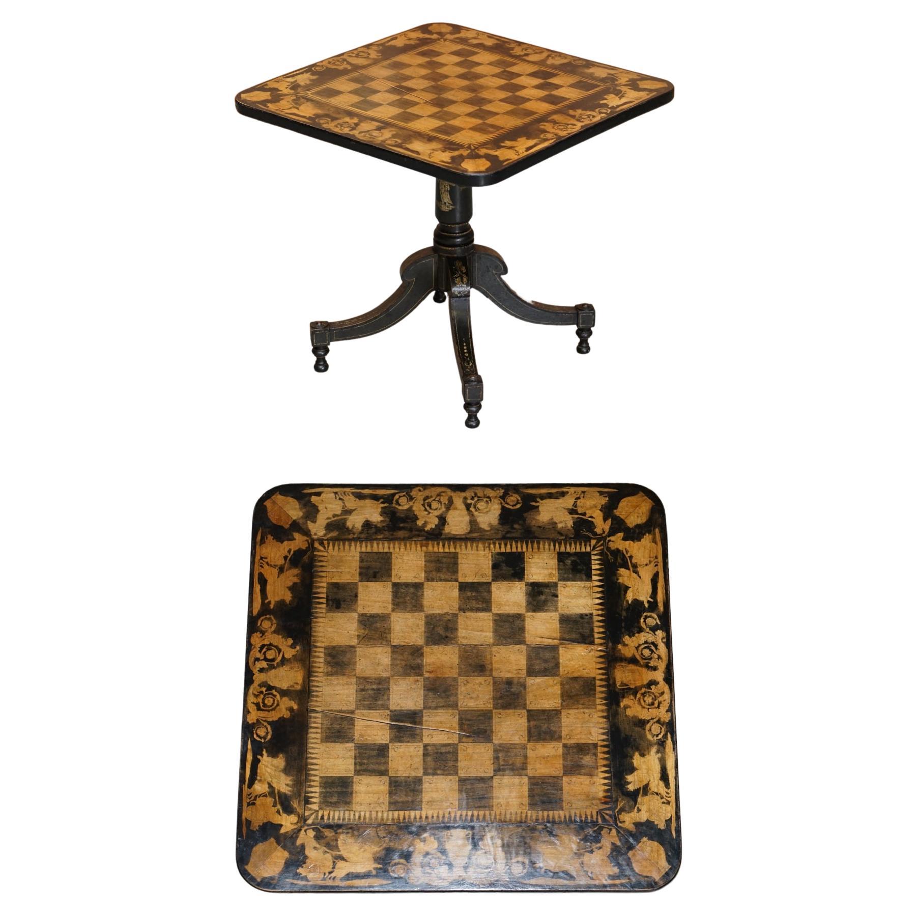 Stunning circa 1860 Gold Leaf Ebonised Chess Table Aesthetic Movement Taste