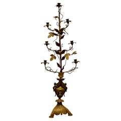 Antique French Multi Sconce Toleware Gilded Lamp