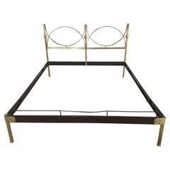 Mid-Century Modern Italian Gilt Brass Double Bed with Lacquered Structure, 1960s