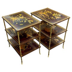 Pair of French Maison Baguès Three-tiered Chinoiserie Side Tables