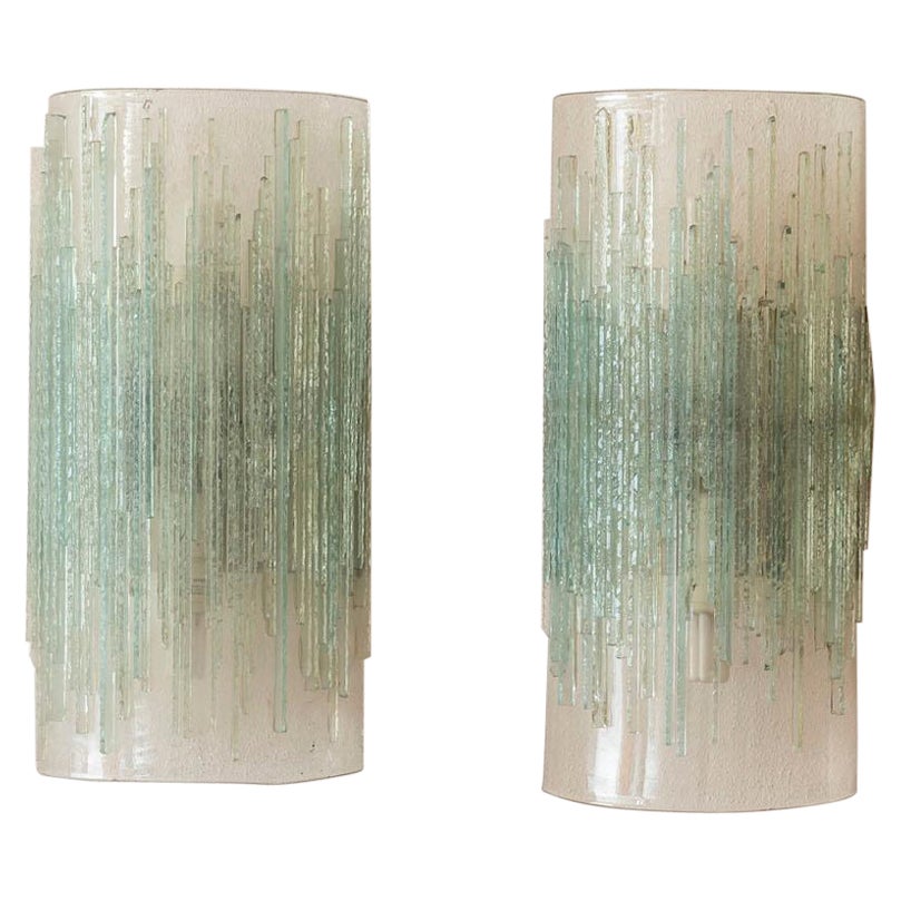 Pair of glass wall lights attributed to Poliarte