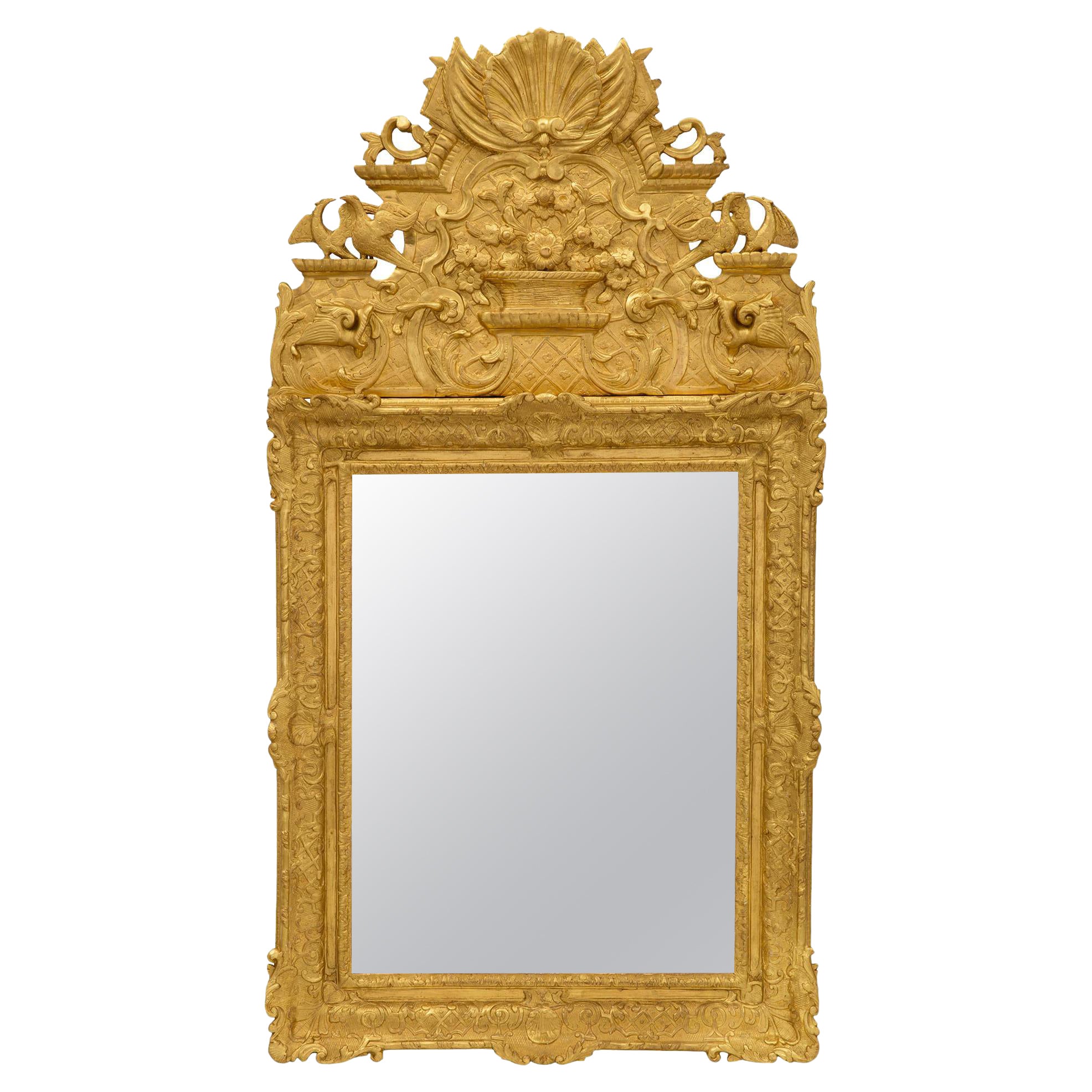 Spiegel aus vergoldetem Holz aus der Regence-Periode des 18. Jahrhunderts