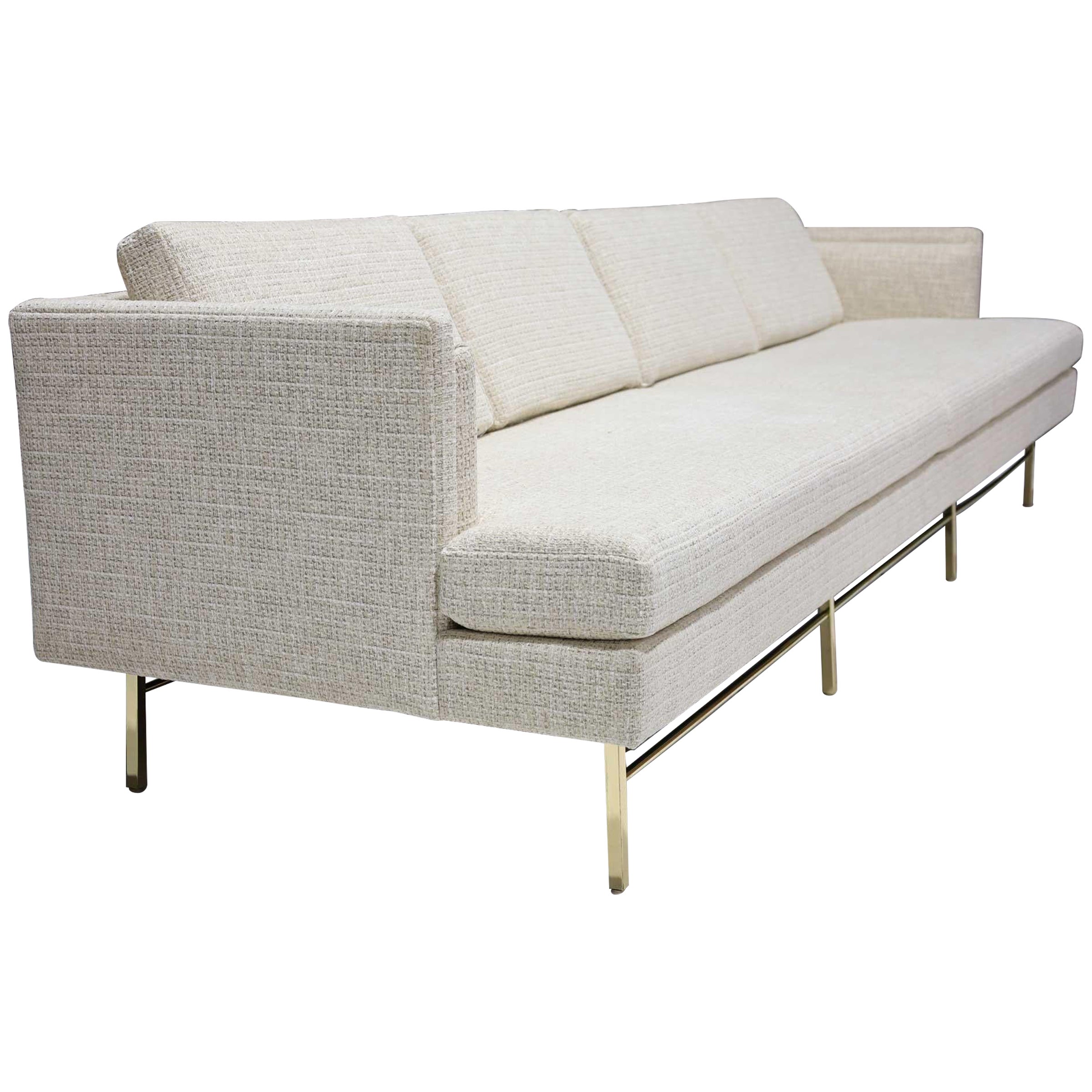 Paul McCobb Tuxedo Sofa in Off-White Chenille Fabric For Sale