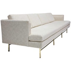 Retro Paul McCobb Tuxedo Sofa in Off-White Chenille Fabric